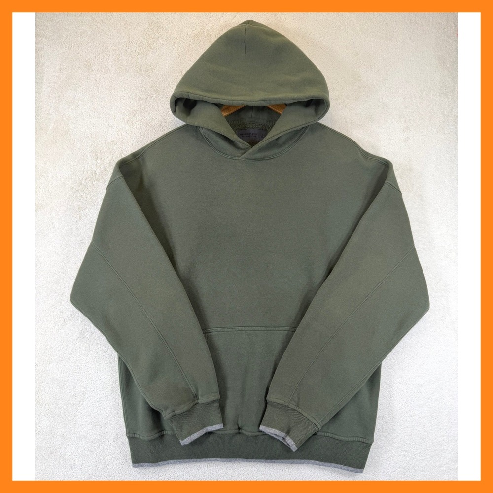 Abercrombie & Fitch Soft A&F Essentials Olive Green Fleece Hoodie Mens Large